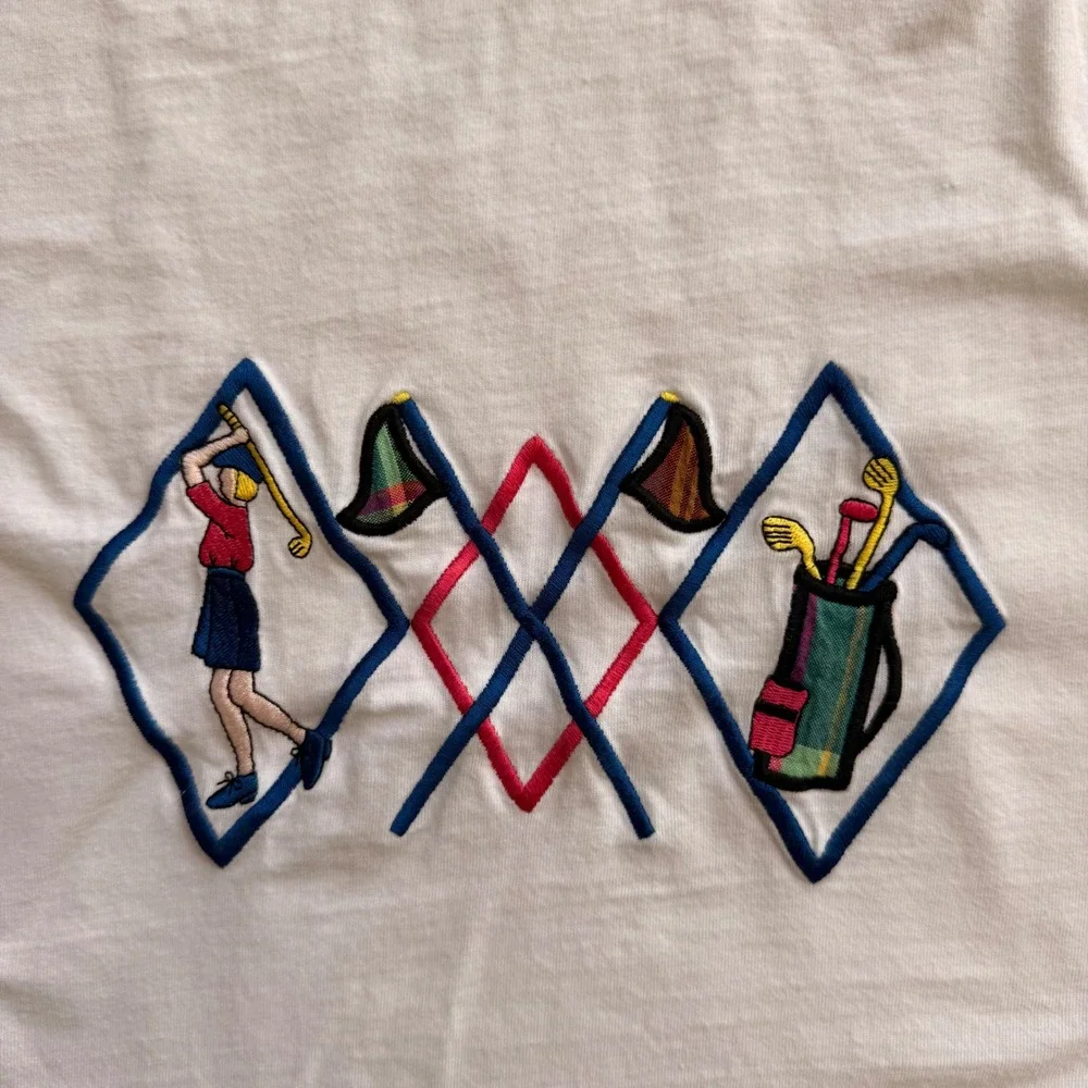 Golf Embroidered T-Shirt Womens L White Short Sleeve Preppy 90s vintage Golfcore - Picture 1 of 3